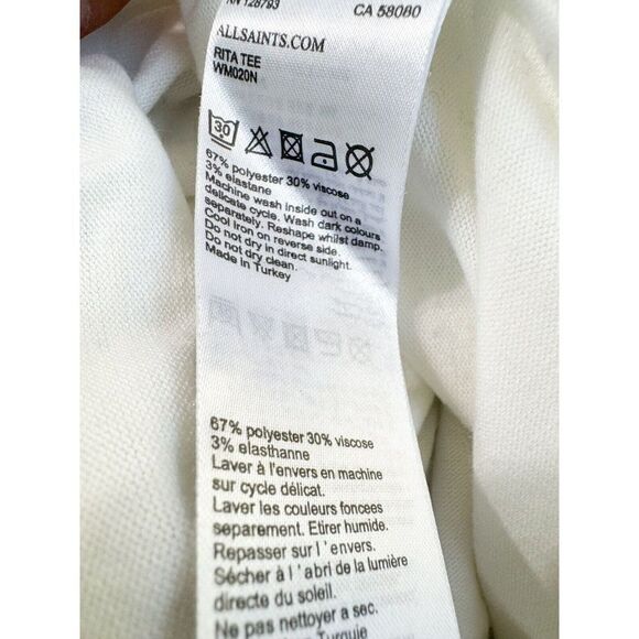 Allsaints Rita Tee Size Medium White Long Sleeve TShirt Oversized Loose fit - Picture 5 of 7